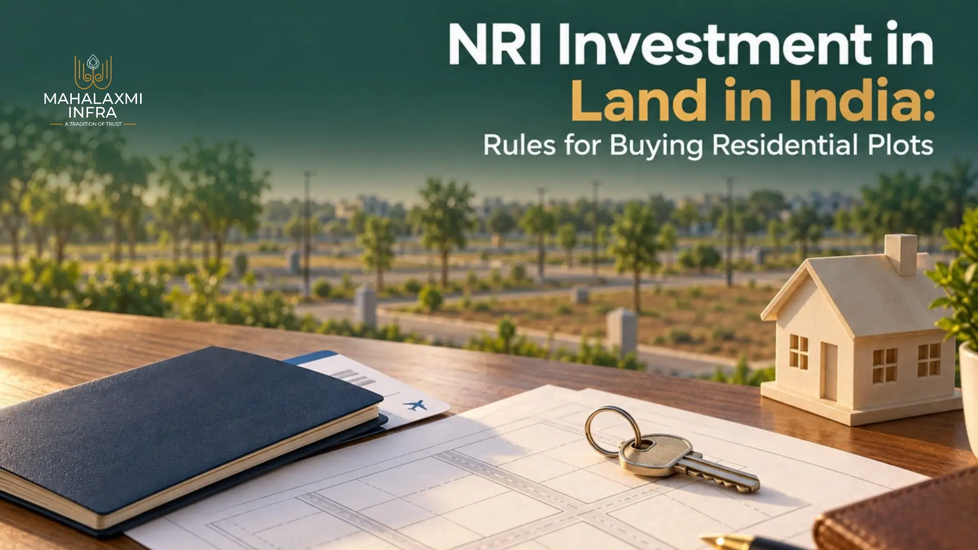 NRI investment in land in India with residential plots and property documents.